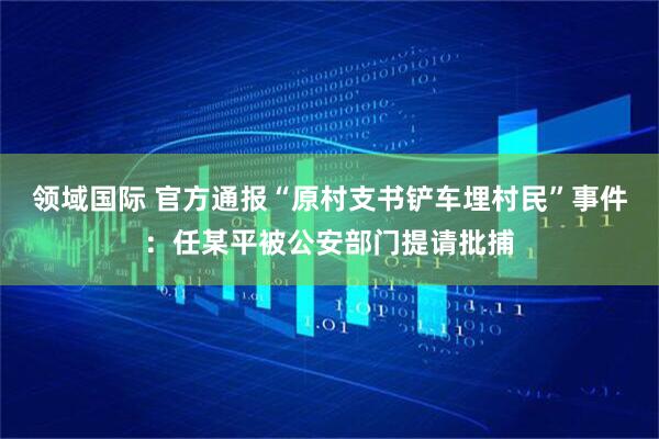 领域国际 官方通报“原村支书铲车埋村民”事件：任某平被公安部门提请批捕